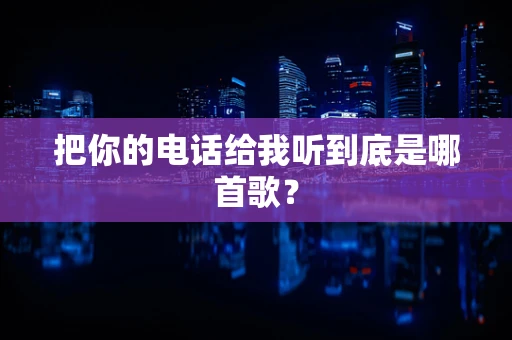 把你的电话给我听到底是哪首歌？